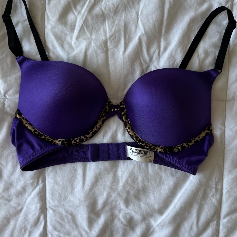 Maidenform Purple Women's Push-Up Bra with Leopard Trim